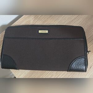Chaps Dark Brown Zip Wallet with Leather Trim